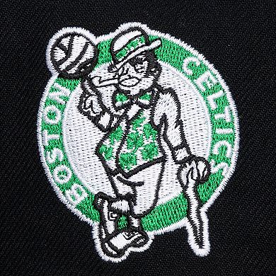 Men's Mitchell & Ness Black Boston Celtics Hardwood Classics Old School Stacked Text Snapback Hat