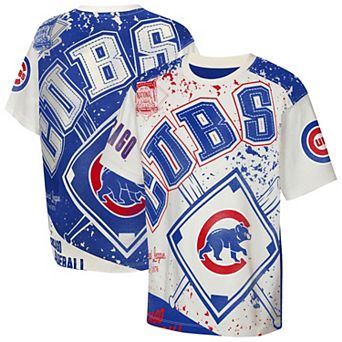 Youth Outerstuff Cream Chicago Cubs Big League Top Player Bold All-Over-Print T-Shirt