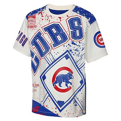 Youth Outerstuff Cream Chicago Cubs Big League Top Player Bold All-Over-Print T-Shirt