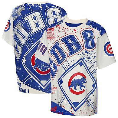 Youth Outerstuff Cream Chicago Cubs Big League Top Player Bold All-Over-Print T-Shirt