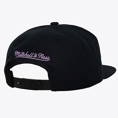Men's Mitchell & Ness Black Los Angeles Lakers Hardwood Classics Old School Stacked Text Snapback Hat