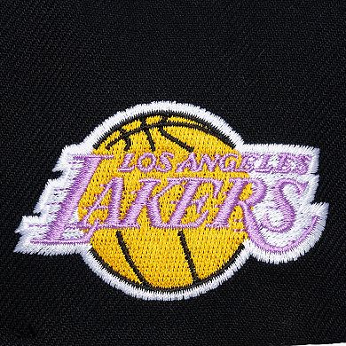 Men's Mitchell & Ness Black Los Angeles Lakers Hardwood Classics Old School Stacked Text Snapback Hat