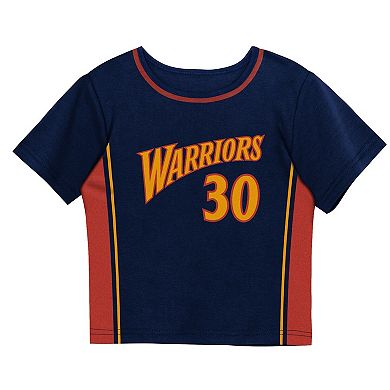 Toddler Mitchell & Ness Stephen Curry Navy Golden State Warriors 2-Piece Play by Place T-Shirt & Shorts Set