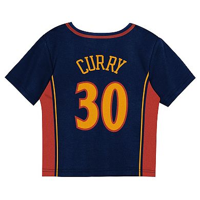 Toddler Mitchell & Ness Stephen Curry Navy Golden State Warriors 2-Piece Play by Place T-Shirt & Shorts Set