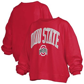 Women's Pressbox Scarlet Ohio State Buckeyes Plus Size Nelson Janise Sweatshirt