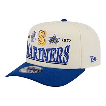 Men's New Era Cream Seattle Mariners Throwback Tri-Hit A-Frame 9FIFTY Adjustable Hat