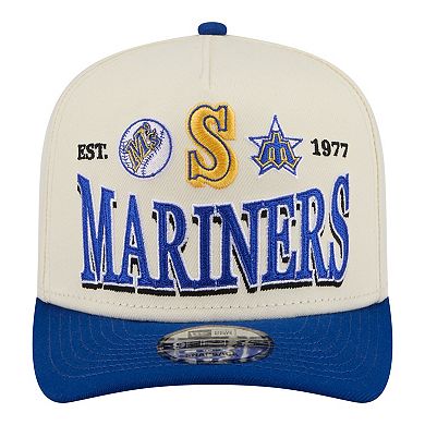 Men's New Era Cream Seattle Mariners Throwback Tri-Hit A-Frame 9FIFTY Adjustable Hat