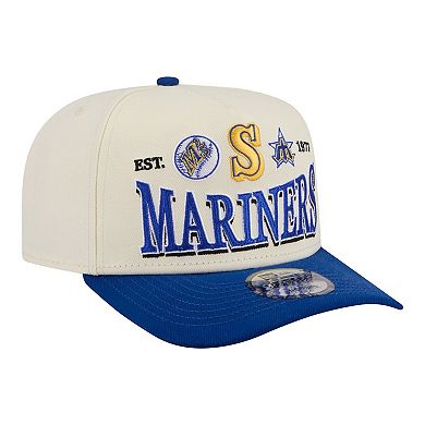 Men's New Era Cream Seattle Mariners Throwback Tri-Hit A-Frame 9FIFTY Adjustable Hat