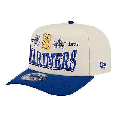 Men's New Era Cream Seattle Mariners Throwback Tri-Hit A-Frame 9FIFTY Adjustable Hat