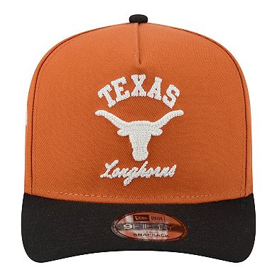 Men's New Era Texas Orange/Black Texas Longhorns Two-Tone Arched 9FIFTY Snapback Hat