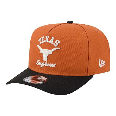 Men's New Era Texas Orange/Black Texas Longhorns Two-Tone Arched 9FIFTY Snapback Hat
