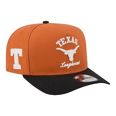 Men's New Era Texas Orange/Black Texas Longhorns Two-Tone Arched 9FIFTY Snapback Hat