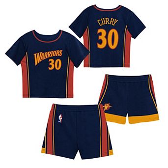 Preschool Mitchell & Ness Stephen Curry Navy Golden State Warriors Play by Place Two-Pack T-Shirt & Shorts Set
