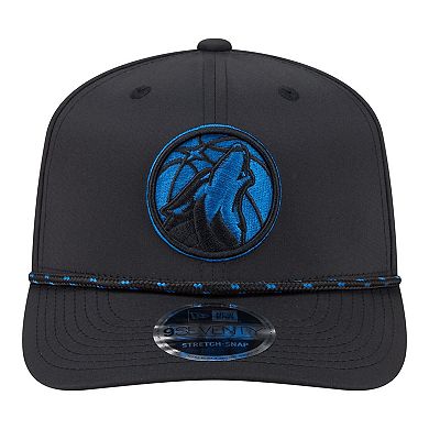 Men's New Era Black Minnesota Timberwolves Sport Rope Vented Stretch-Snap 9SEVENTY Hat