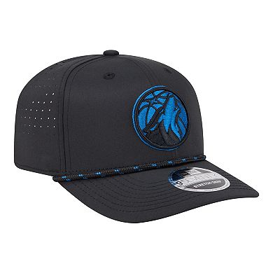 Men's New Era Black Minnesota Timberwolves Sport Rope Vented Stretch-Snap 9SEVENTY Hat
