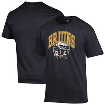 Men's Champion Black Boston Bruins Helmet T-Shirt