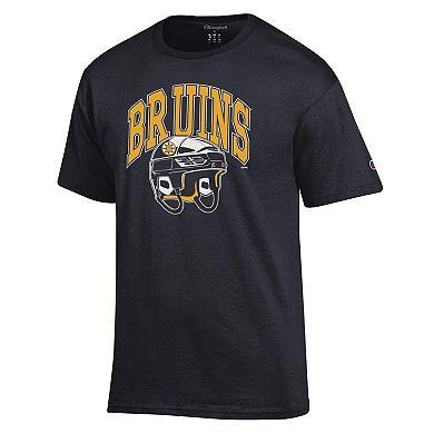 Men's Champion Black Boston Bruins Helmet T-Shirt