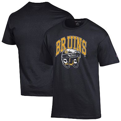 Men's Champion Black Boston Bruins Helmet T-Shirt