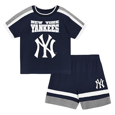 Preschool Outerstuff Navy New York Yankees Ground Ball T-Shirt & Shorts Set
