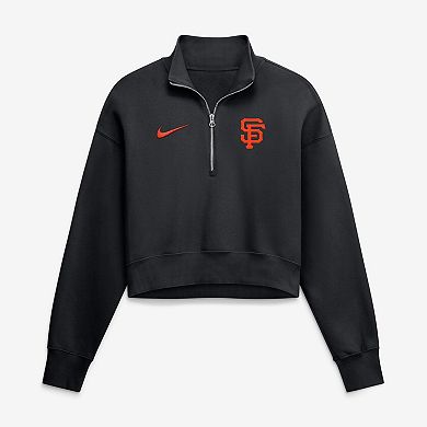 Women's Nike Black San Francisco Giants Primetime Phoenix Fleece Half-Zip Sweatshirt