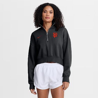 Women's Nike Black San Francisco Giants Primetime Phoenix Fleece Half-Zip Sweatshirt
