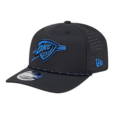Men's New Era Black Oklahoma City Thunder Sport Rope Vented Stretch ...