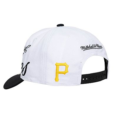 Unisex Mitchell & Ness White/Black Pittsburgh Pirates XL Script Pro Crown Adjustable Hat
