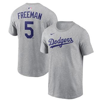 Men's Nike Freddie Freeman Heather Gray Los Angeles Dodgers Name & Number T-Shirt