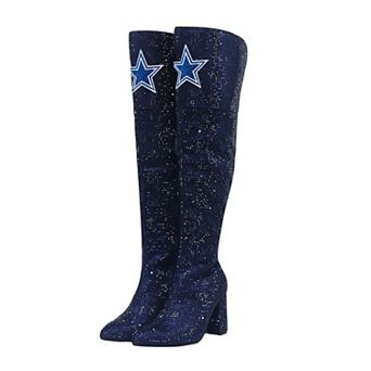 Women's Cuce Navy Dallas Cowboys Team Color Crystal Over-The-Knee Boots