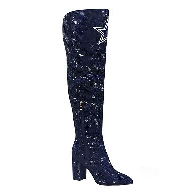 Women's Cuce Navy Dallas Cowboys Team Color Crystal Over-The-Knee Boots