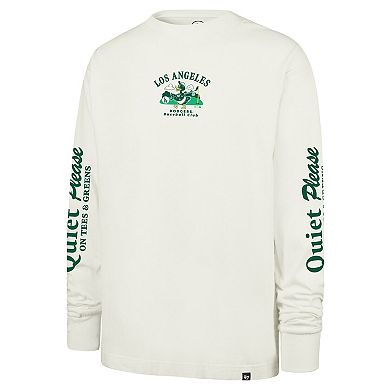 Men's '47 Cream Los Angeles Dodgers Quiet Please Foundation Long Sleeve T-Shirt