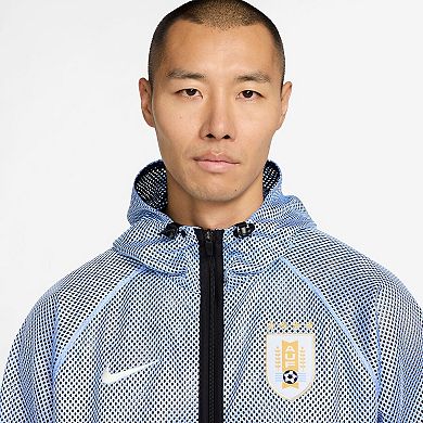 Men's Nike Light Blue Uruguay National Team 2026 Anthem Mesh Dri-FIT Full-Zip Hooded Jacket