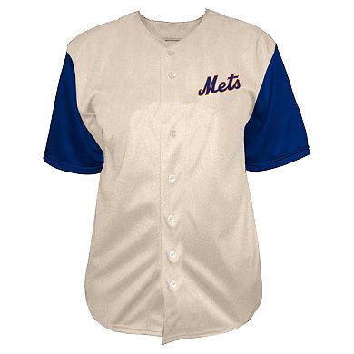 Men's Profile Cream New York Mets Big & Tall Full-Button Jersey