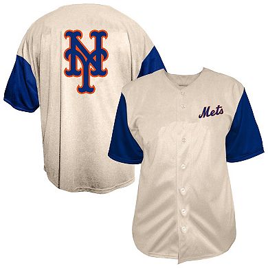 Men's Profile Cream New York Mets Big & Tall Full-Button Jersey