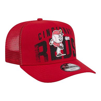 Youth New Era Red Cincinnati Reds Logo Fade A-Frame 9FIFTY Snapback Hat