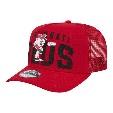 Youth New Era Red Cincinnati Reds Logo Fade A-Frame 9FIFTY Snapback Hat
