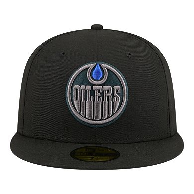 Men's New Era Black Edmonton Oilers Color Pop 59FIFTY Fitted Hat