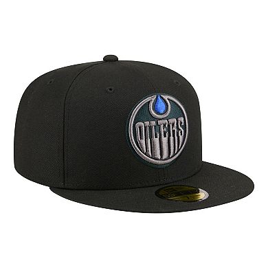 Men's New Era Black Edmonton Oilers Color Pop 59FIFTY Fitted Hat