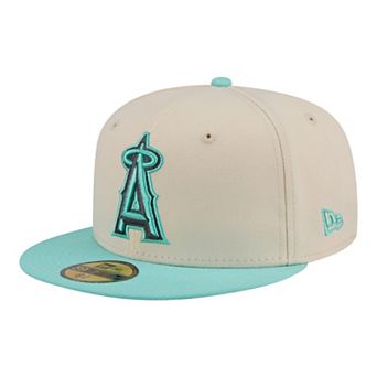 Men's New Era Light Beige/Turquoise Los Angeles Angels Two-Tone Color Pack 59FIFTY Fitted Hat