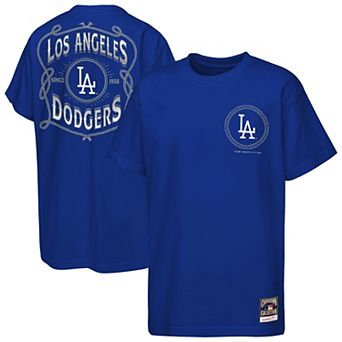 Youth Mitchell & Ness Royal Los Angeles Dodgers Cooperstown Rodeo Rope T-Shirt