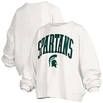 Women's Pressbox White Michigan State Spartans Plus Size Nelson Janise Sweatshirt