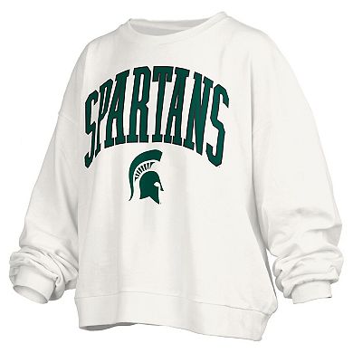Women's Pressbox White Michigan State Spartans Plus Size Nelson Janise Sweatshirt