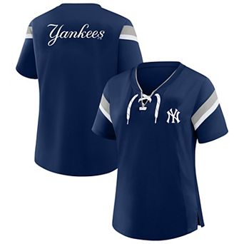 Women's Profile Navy New York Yankees Lace-Up T-Shirt