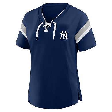 Women's Profile Navy New York Yankees Lace-Up T-Shirt