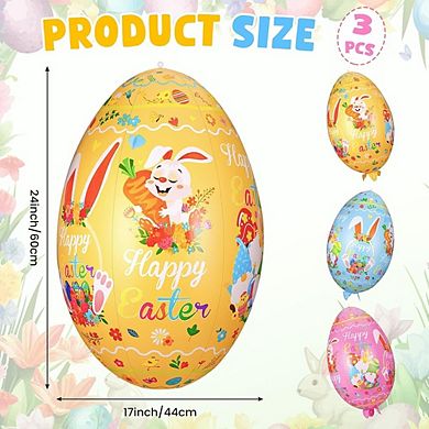 Inflatable Easter Eggs 3-Pack, Large PVC Outdoor Yard Decorations