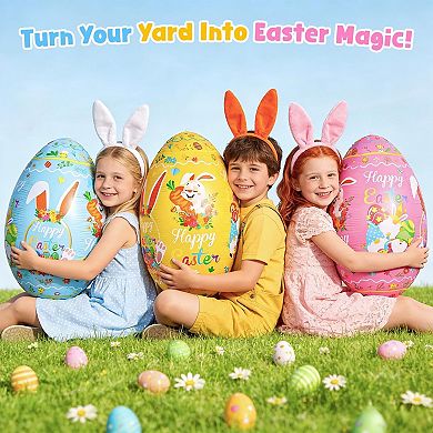 Inflatable Easter Eggs 3-Pack, Large PVC Outdoor Yard Decorations