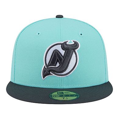 Men's New Era Turquoise/Charcoal New Jersey Devils Two-Tone Color Pack 59FIFTY Fitted Hat