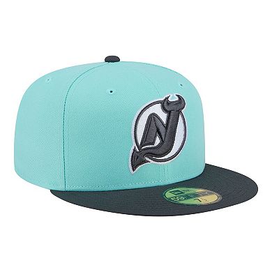 Men's New Era Turquoise/Charcoal New Jersey Devils Two-Tone Color Pack 59FIFTY Fitted Hat