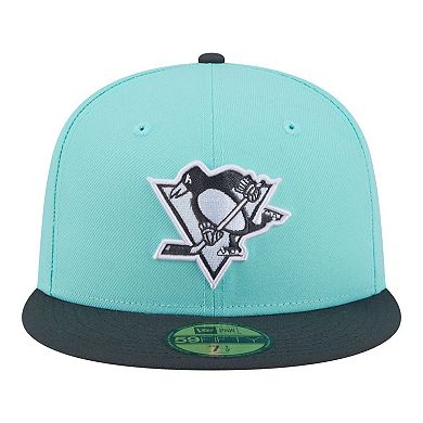 Men's New Era Turquoise/Charcoal Pittsburgh Penguins Two-Tone Color Pack 59FIFTY Fitted Hat