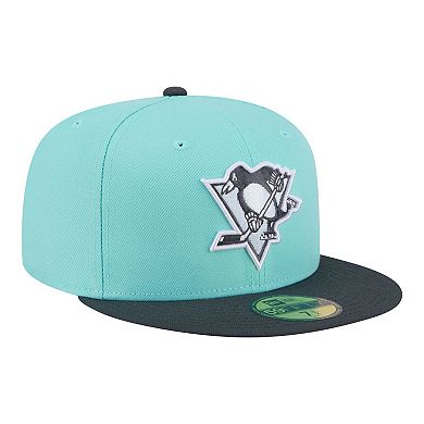 Men's New Era Turquoise/Charcoal Pittsburgh Penguins Two-Tone Color Pack 59FIFTY Fitted Hat